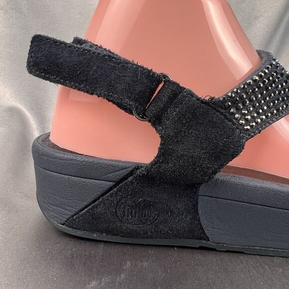 Fitflop Rokkit Navy Blue Crystal Toe Post Sandals Womens 8 Adjustable Strap Shoe - Picture 4 of 17